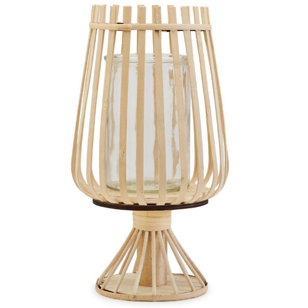 TWO’S COMPANY NEW wind light lantern with glass holder -12.75”